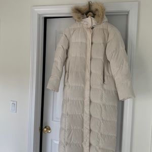 LL Bean white down coat w/matching mittens!